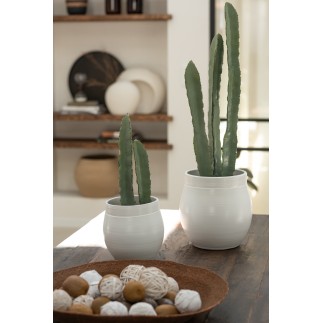 Cactus artificiel 3 branches en pot en plastique vert 14x14x47 cm