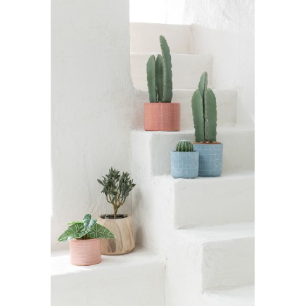 Cactus artificiel 3 branches en pot en plastique vert 14x14x47 cm