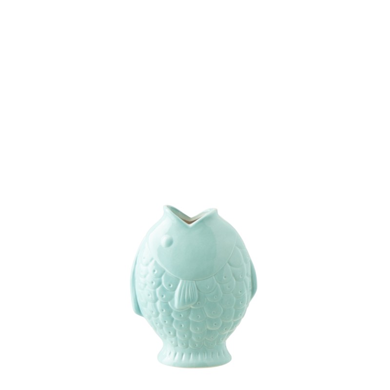 Vase poisson en grès bleu 17.8x10.5x22.8 cm Vase poisson en grès bleu 17.8x10.5x22.8 cm