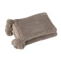 Plaid avec pompons en polyester taupe 176x128cm Plaid avec pompons en polyester taupe 176x128cm