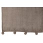 Plaid avec pompons en polyester taupe 176x128cm Plaid avec pompons en polyester taupe 176x128cm