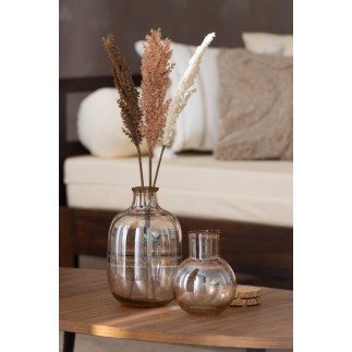 Vase boule avec goulot en verre marron 15x15x19 cm