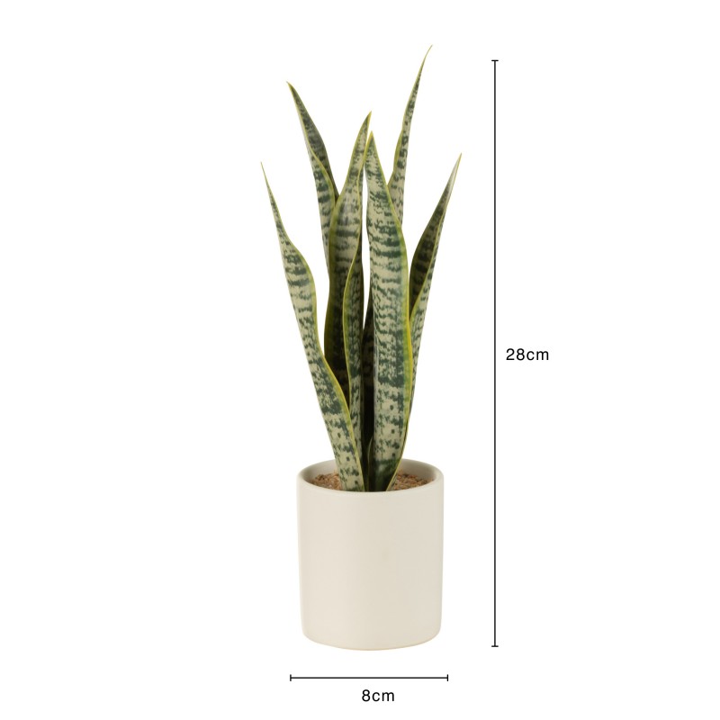 Pot de sansevieria artificiel en plastique vert 8x8x28 cm Pot de sansevieria artificiel en plastique vert 8x8x28 cm