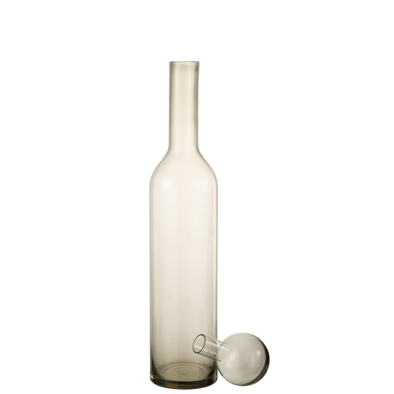 Botella con tapón de vidrio gris 14x14x75 cm