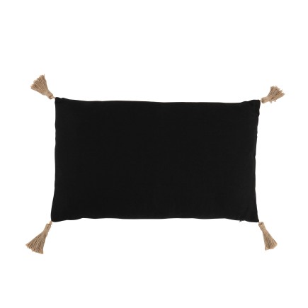 Coussin rectangle en coton noir 50x30cm - Coussin d'extérieur