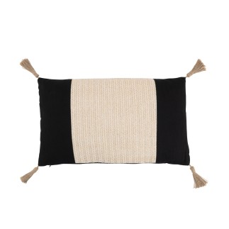Coussin rectangle  en coton noir 50x30cm - Coussin d'extérieur
