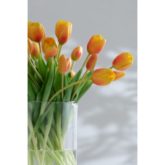 Bouquet de 7 tulipes artificiel en synthétique orange 13x9x32 cm