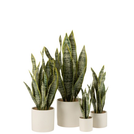 Pot de sansevieria artificiel en plastique vert 16x16x59 cm