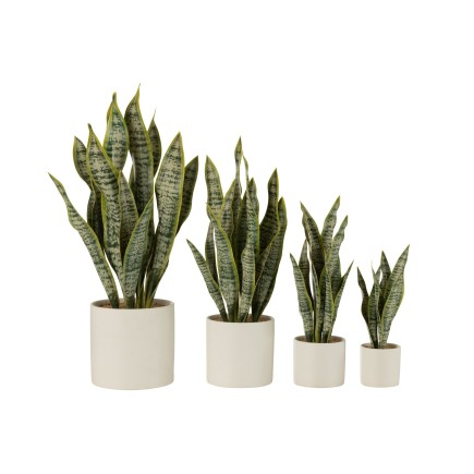 Pot de sansevieria artificiel en plastique vert 16x16x59 cm