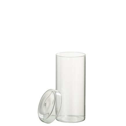 Pot en verre transparent 8x8x18 cm