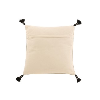 Cuscino quadrato con forme e pompon in cotone grigio 44x44cm - Cuscino da esterno