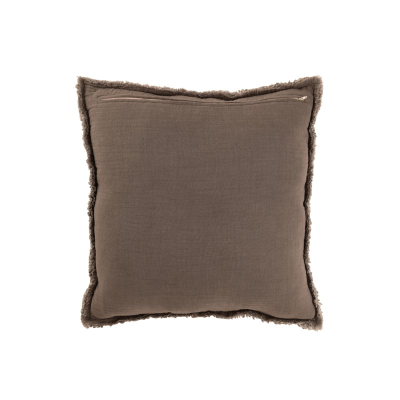 Cuscino quadrato, bordi sfrangiati, poliestere tortora 50x50x12 cm Cuscino quadrato, bordi sfrangiati, poliestere tortora 50x50x12 cm
