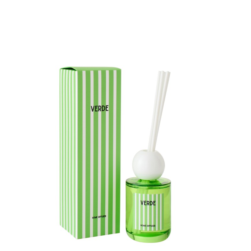 Diffuseur à roseaux « Lierre de printemps et Neroli » dans verre vert 7.5x7.5x26.5 cm Diffuseur à roseaux « Lierre de printemps et Neroli » dans verre vert 7.5x7.5x26.5 cm