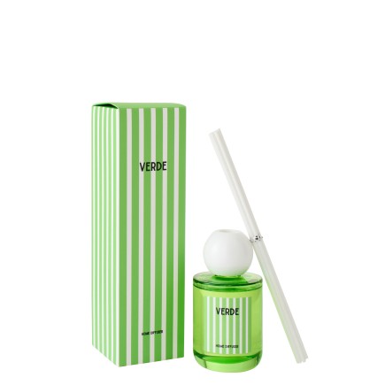 Diffuseur à roseaux « Lierre de printemps et Neroli » dans verre vert 7.5x7.5x26.5 cm