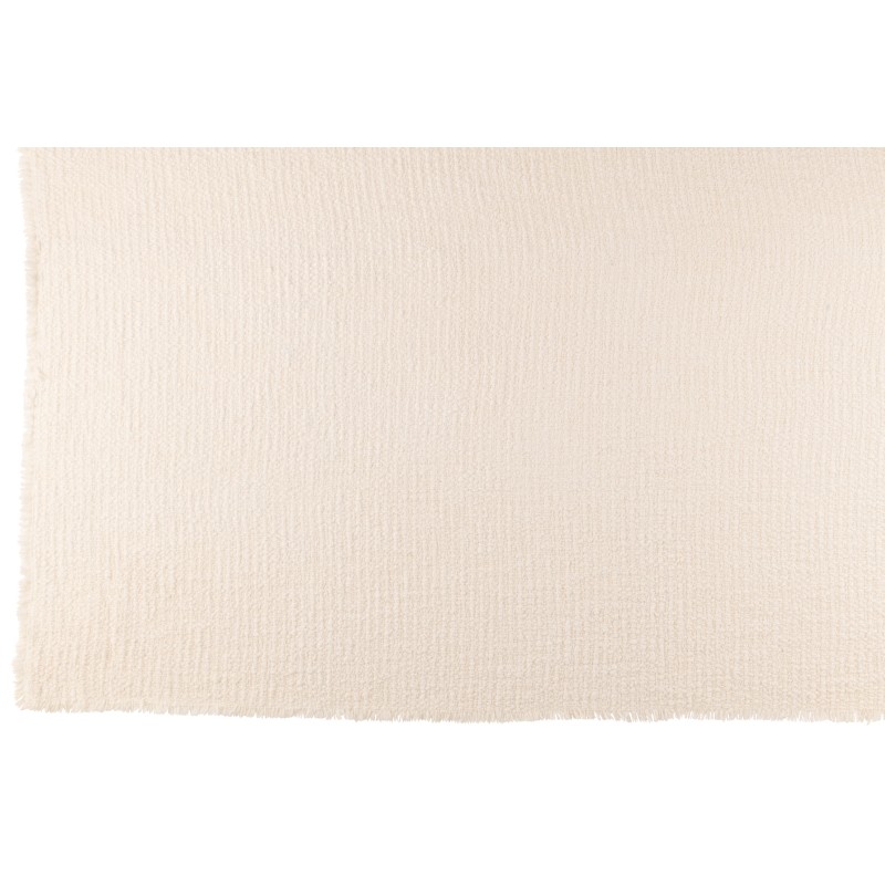 Manta con bordes deshilachados de poliéster blanco 180x130cm Manta con bordes deshilachados de poliéster blanco 180x130cm
