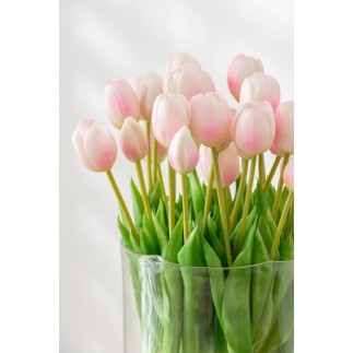 Bouquet de 7 tulipes artificiel en synthétique rose 17x10x46 cm