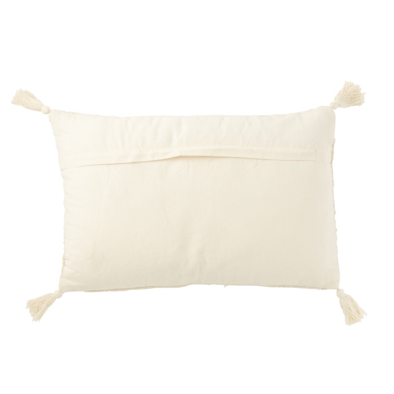Coussin rectangulaire avec floche en coton beige 60x40x12 cm Coussin rectangulaire avec floche en coton beige 60x40x12 cm