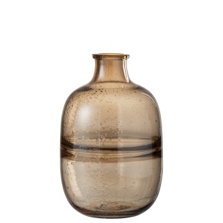 Vase avec goulot et anneaux en verre marron 18x18x29 cm