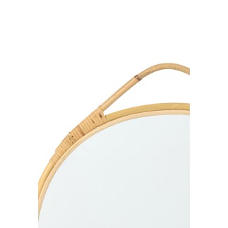 Miroir mural rond avec encadrement beige 39x44x2 cm