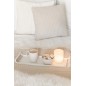 Cuscino quadrato con righe in cotone beige 45x45x12 cm Cuscino quadrato con righe in cotone beige 45x45x12 cm