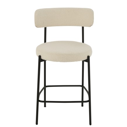 Chaise de bar en tissu blanc 53x48x97 cm