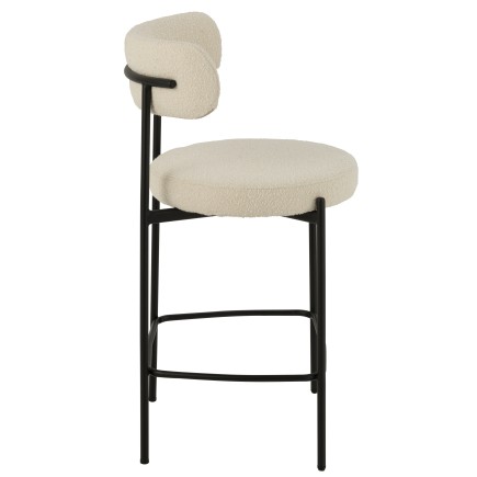 Chaise de bar en tissu blanc 53x48x97 cm