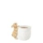 Cache-pot en poudre de chaux vert lime et blanc 23,5x15,5x18,5 cm Cache-pot en poudre de chaux vert lime et blanc 23,5x15,5x18,5 cm