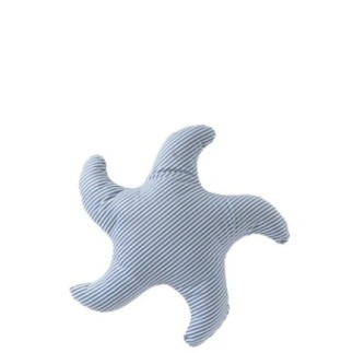 Coussin étoile de mer en polyester bleu et blanc 40x5x40 cm
