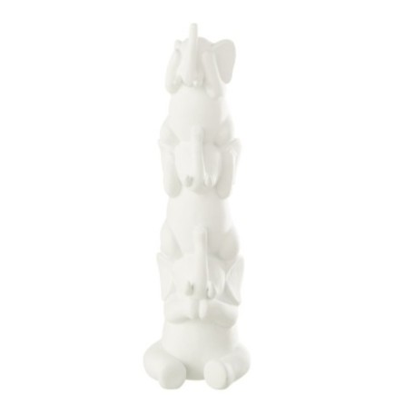 Pyramide éléphant en polyrésine blanche 10,2x9,5x31,7 cm
