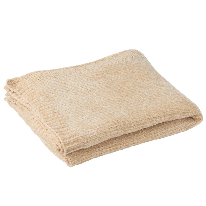 Plaid en chenille beige 170x130 cm Plaid en chenille beige 170x130 cm
