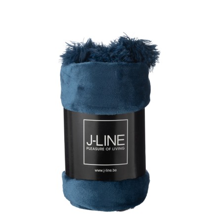 Plaid pompons en polyester bleu 173x126cm