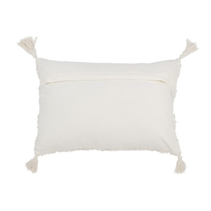 Cuscino con frange in cotone bianco 40x60x12 cm