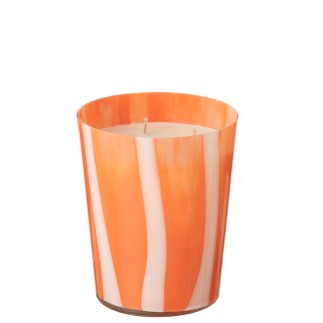 Bougie parfumée 68h dans verre orange 15x15x17 cm