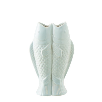 Vase en grès bleu clair 35,5x24,5x10,5cm