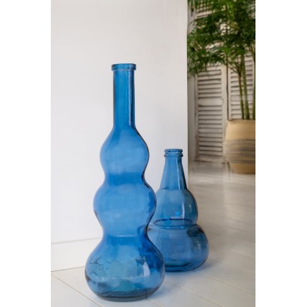 Vase boule en verre bleu 26.5x26.5x75 cm