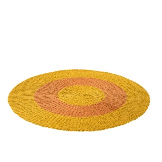 Tapis rond en raphia jaune et orange 150 x 150 x 1 cm
