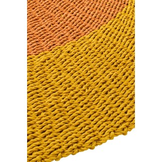 Tapis rond en raphia jaune et orange 150 x 150 x 1 cm