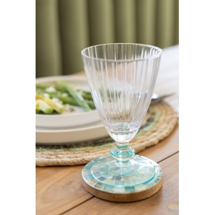 Verre à boire en verre transparent et vert 8,8x8x15 cm