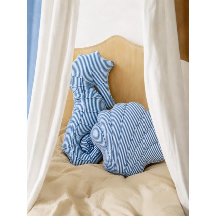 Housse de coussin en polyester bleu et blanc 37x5x30 cm