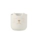Cache-pot en ciment blanc et chat doré H16cm