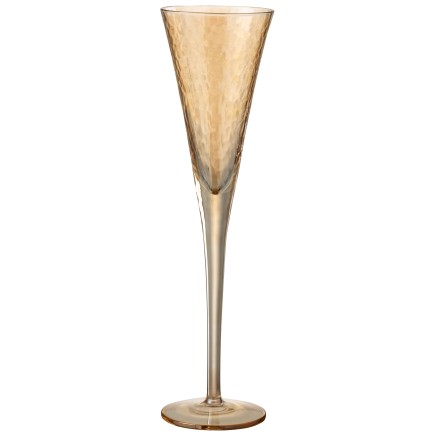 Flauta de champán de vidrio irregular ámbar de 28 cm de altura