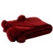 Plaid pompon en polyester rouge 170x130x1 cm Plaid pompon en polyester rouge 170x130x1 cm