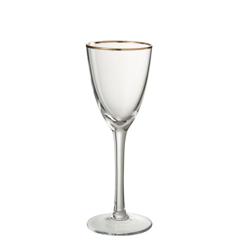 Vaso de vino con borde fino dorado de vidrio transparente H22cm Vaso de vino con borde fino dorado de vidrio transparente H22cm