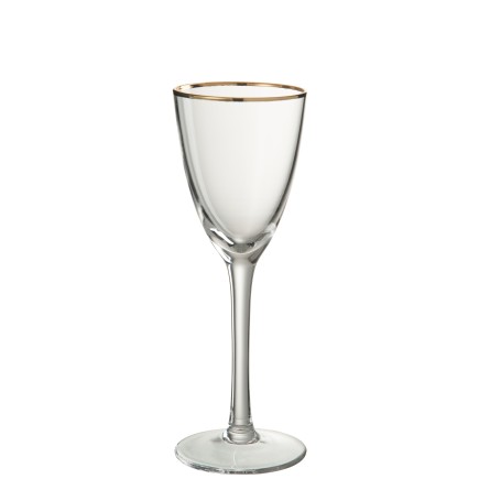 Vaso de vino con borde fino dorado de vidrio transparente H22cm