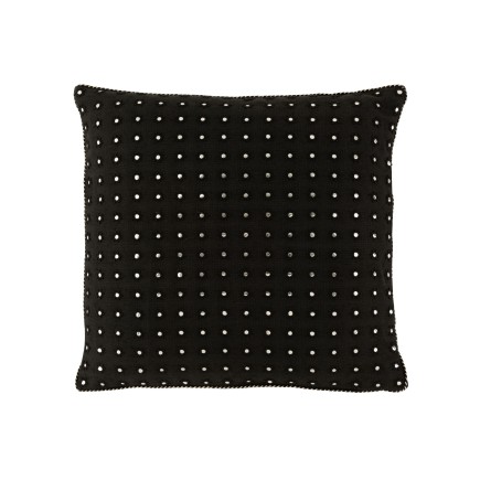 Coussin carré avec miroirs ronds en coton noir 45x45cm