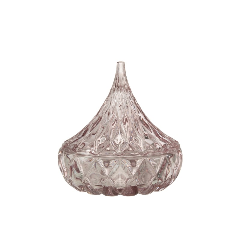 Pot en verre rose 12.5x12.5x13 cm Pot en verre rose 12.5x12.5x13 cm