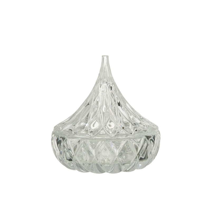 Pot avec couvercle en pointe en verre transparent 12.5x12.5x13 cm Pot avec couvercle en pointe en verre transparent 12.5x12.5x13 cm