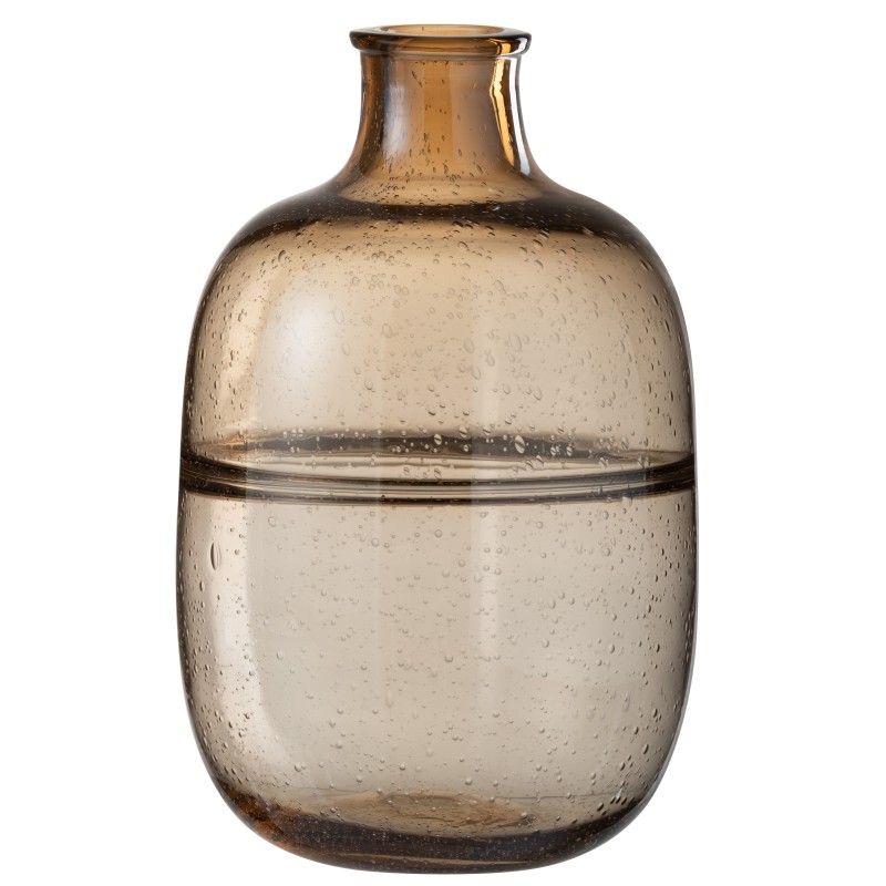 Vase avec goulot et anneaux en verre marron 24x24x35 cm Vase avec goulot et anneaux en verre marron 24x24x35 cm