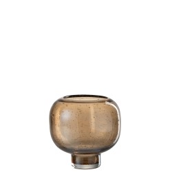 Vaso rotondo in vetro marrone con base 16x16x16 cm