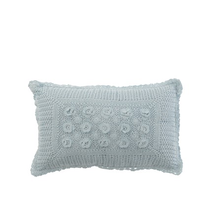 Coussin rectangulaire avec dentelles en coton bleu 51x30cm
